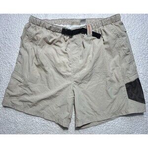RuffHewn Mens XL Swim Trunks Khaki Tan Nylon Mesh Lining Elastic Waist Shorts XL